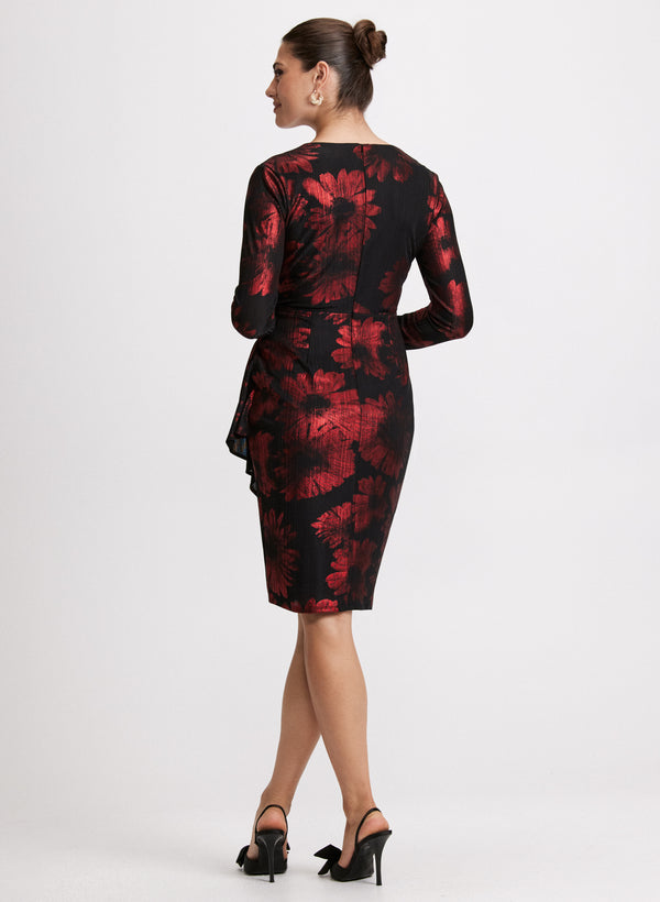 Laura Floral Print Metallic Detail Dress