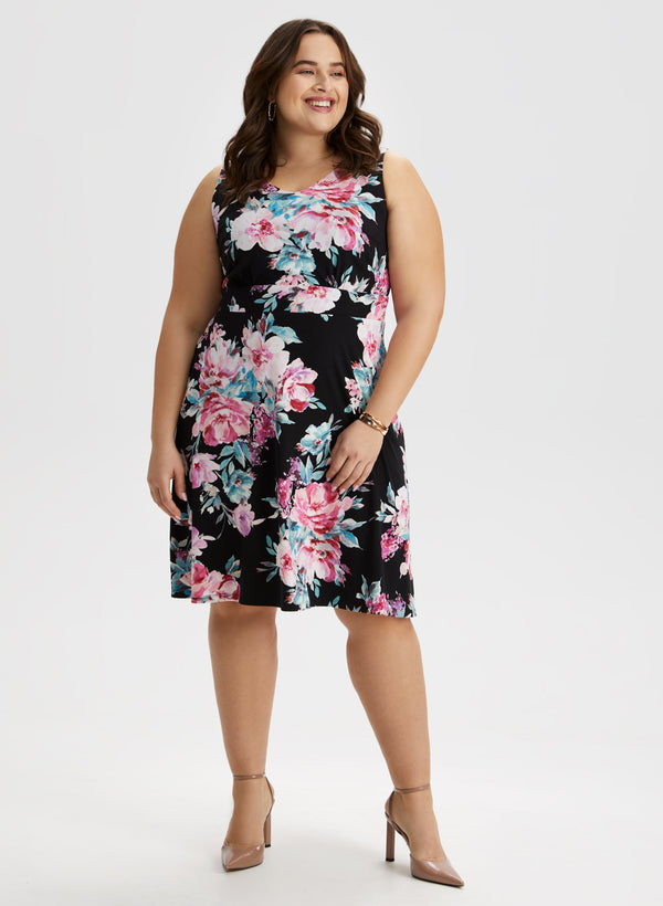 laura Floral Print Sleeveless Dress