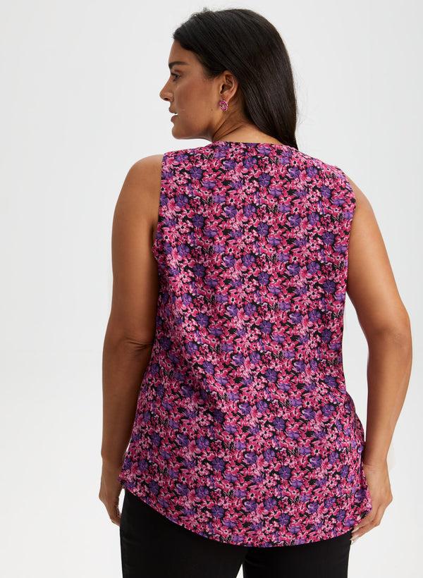 Laura Floral Print Sleeveless Ruffle Blouse
