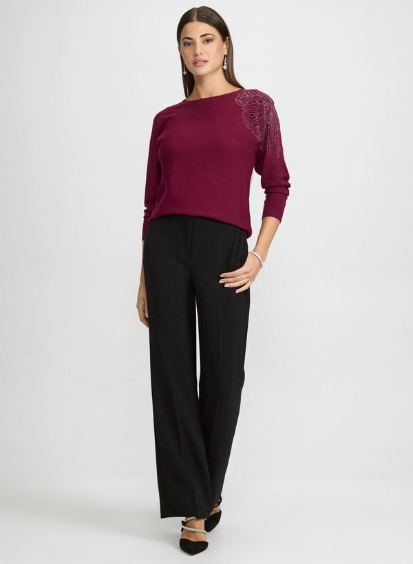 Laura Floral Rhinestone Pullover
