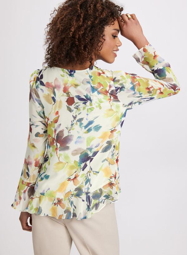 Laura Floral Ruffle Front Blouse