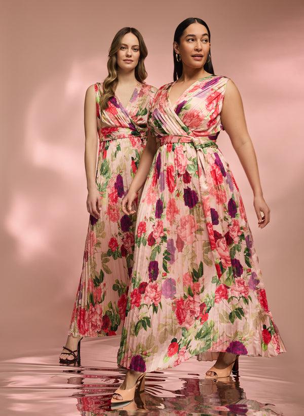 Laura Floral Satin Dress