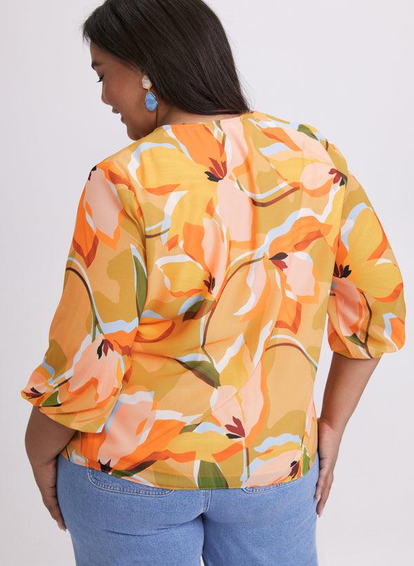 Laura Floral Split Neck Blouse