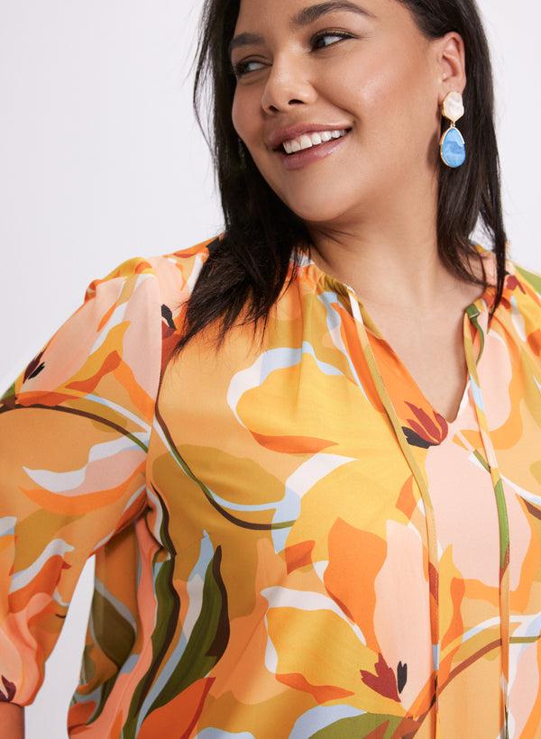 Laura Floral Split Neck Blouse