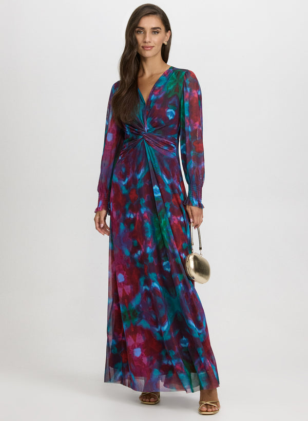 laura Floral Twist-Front Dress