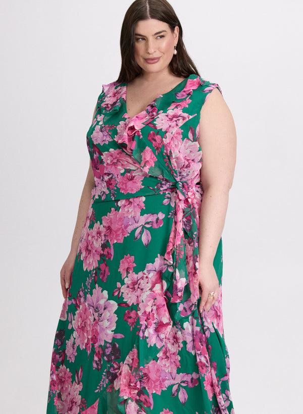 Laura Floral Waterfall Ruffle Dress