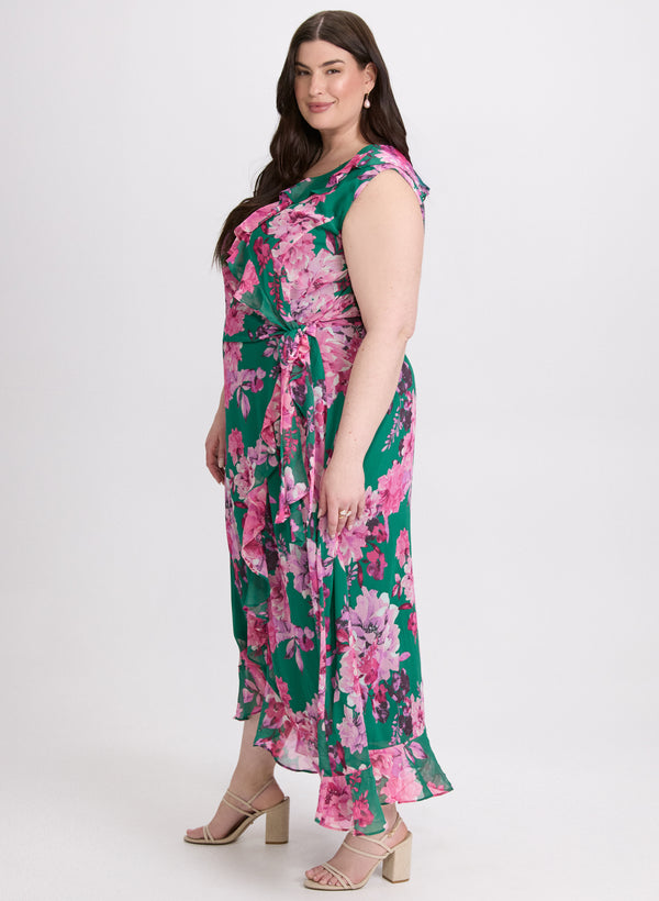 Laura Floral Waterfall Ruffle Dress