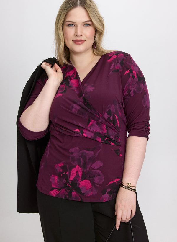 laura Floral Wrap-Effect Top