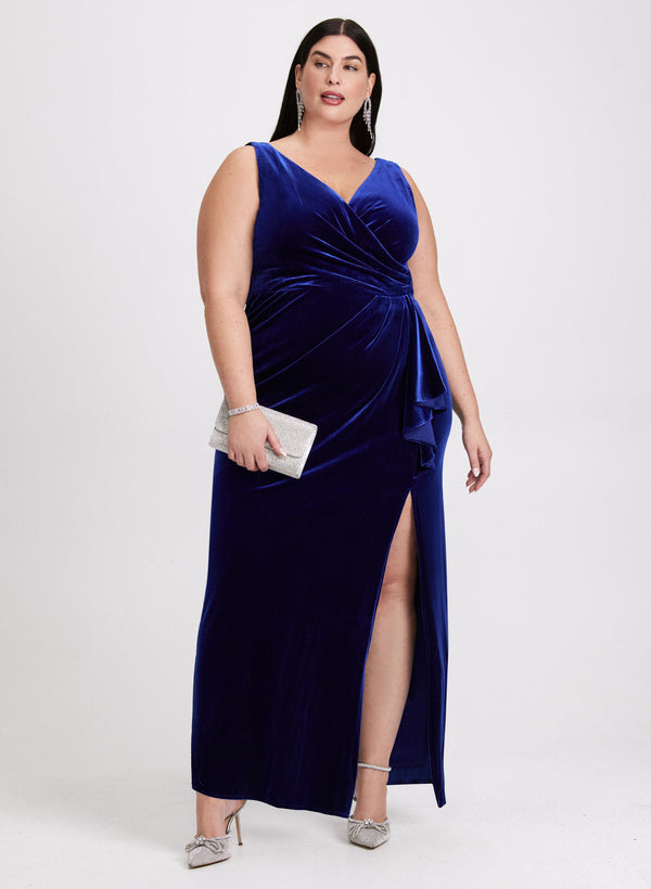 laura Flounce Front Velvet Dress