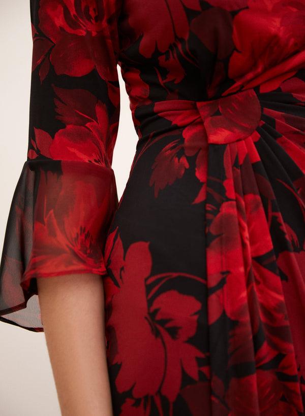 Laura Flounce Sleeve Floral Print Dress