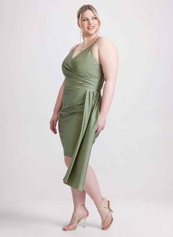 Laura Flounced Front Satin Dress