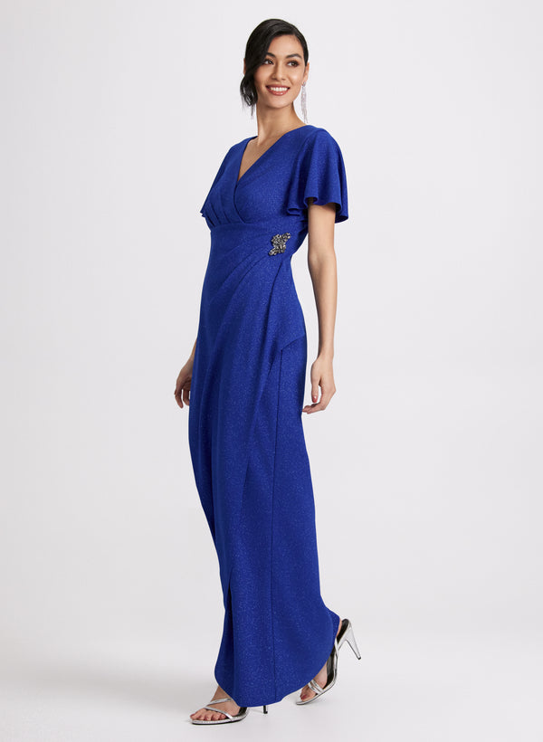 Laura Flutter Sleeve Wrap-Over Dress