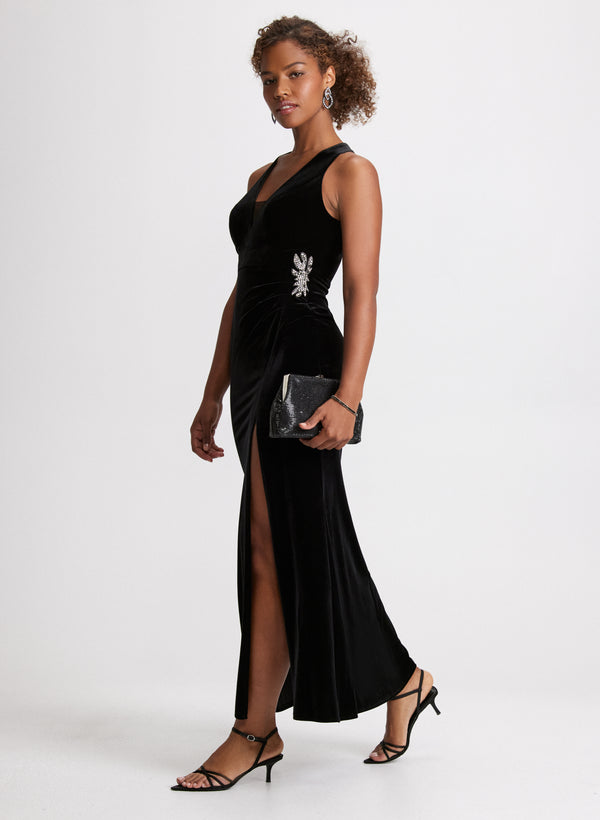 Laura Front Slit Velvet Dress