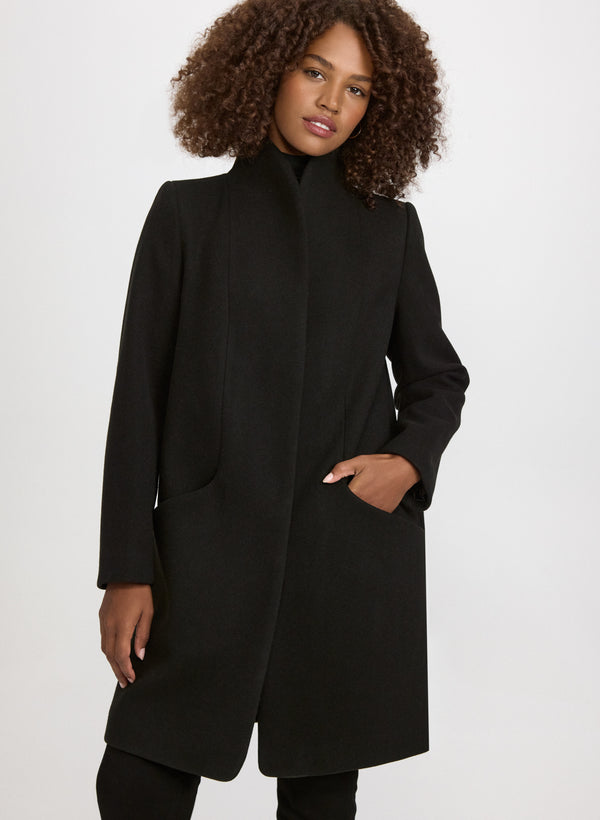 laura Funnel Neck Wool Coat