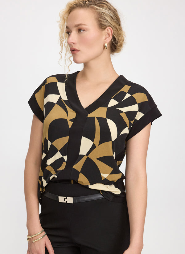 laura Geometric Cap Sleeve Top