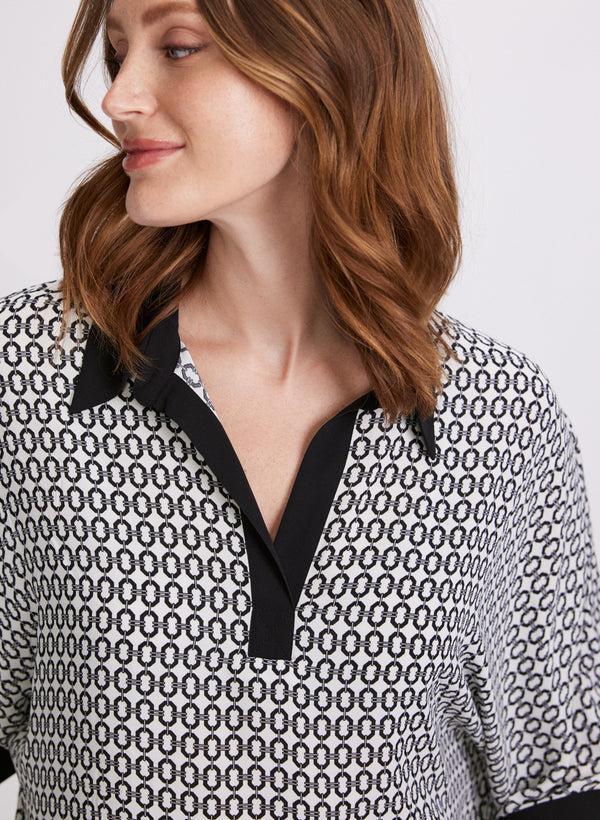 Laura Geometric Contrast Blouse