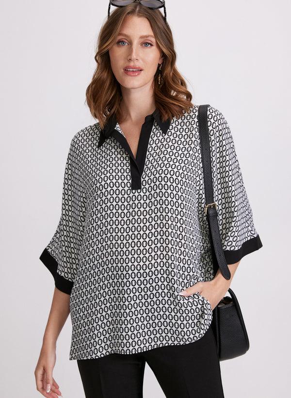 laura Geometric Contrast Blouse