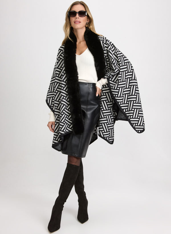 Laura Geometric Print Poncho