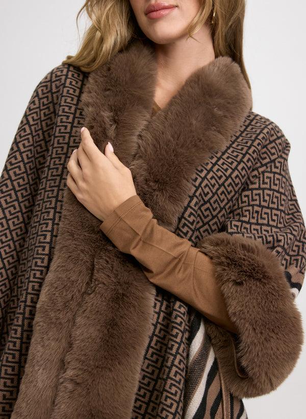 Laura Geometric Print Poncho