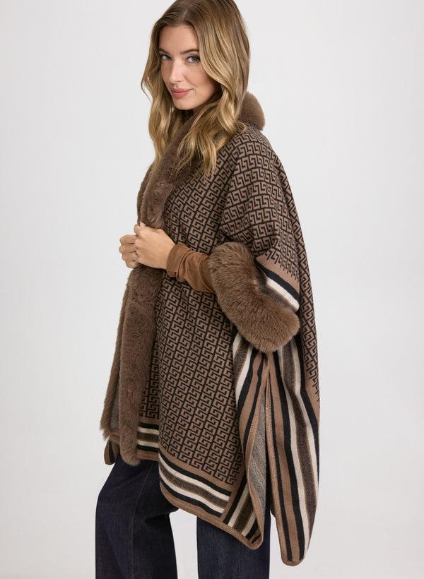 laura Geometric Print Poncho