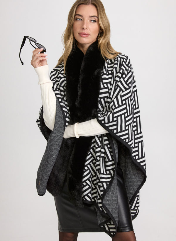 laura Geometric Print Poncho
