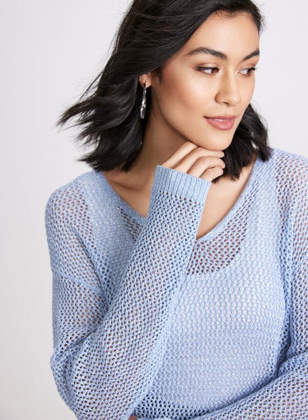 Laura Glitter Knit Open Weave Sweater