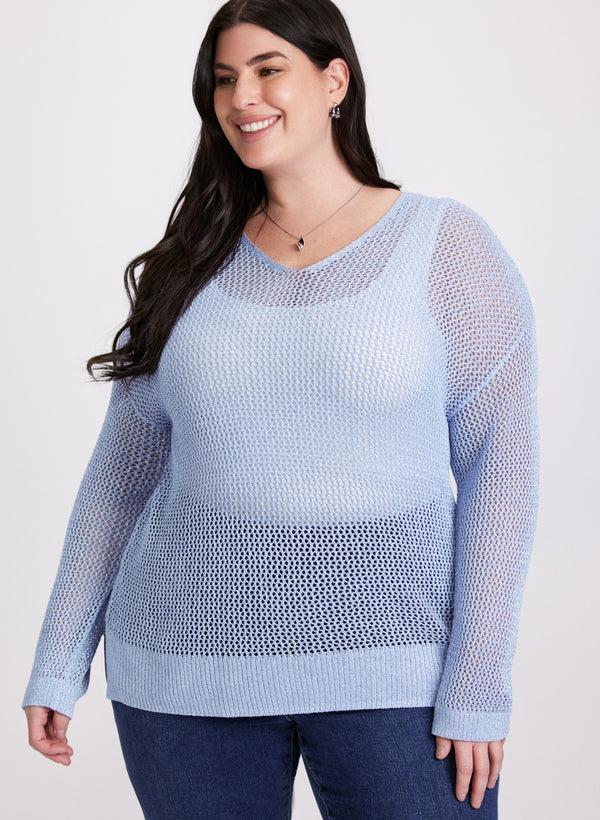 laura Glitter Knit Open Weave Sweater