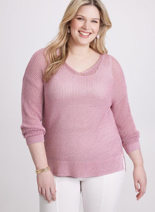 laura Glitter Knit Open Weave Sweater