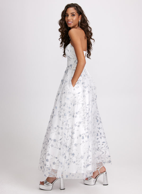Laura Glittery Floral Tulle Dress