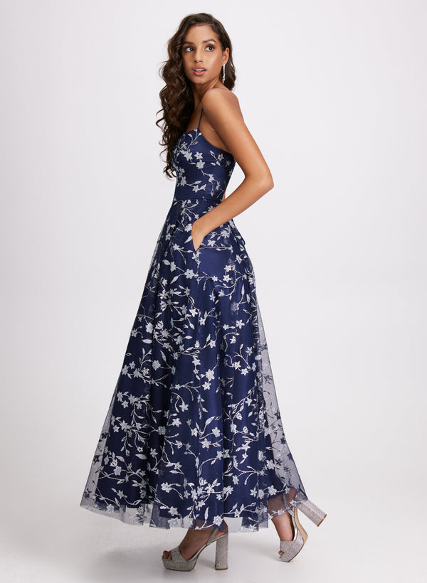 Laura Glittery Floral Tulle Dress