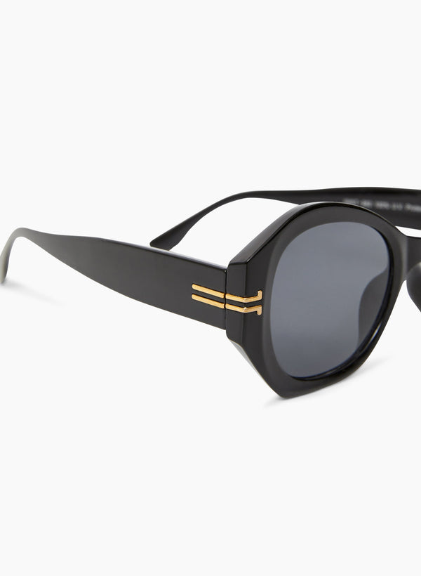 Laura Gold Metallic Stripe Detail Sunglasses