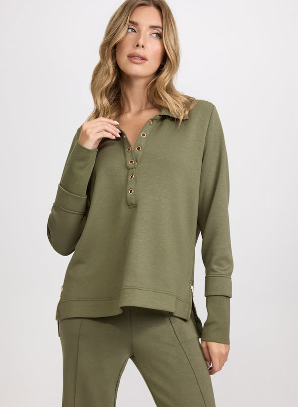 laura Grommet Placket Top