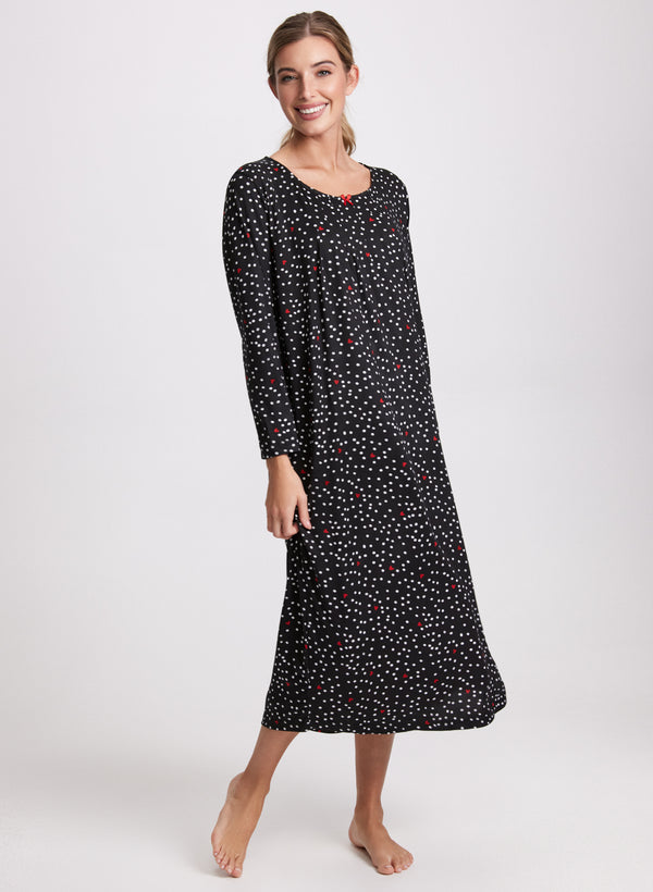 laura Heart & Polka Dot Print Nightgown