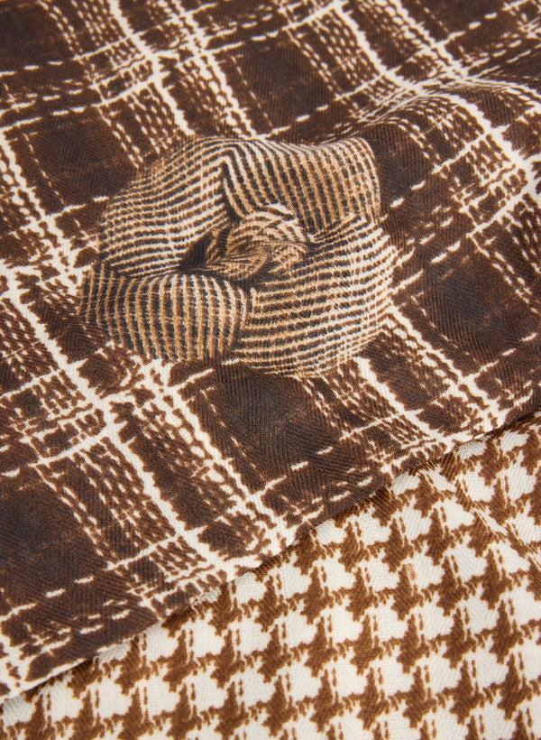 Laura Houndstooth & Plaid Print Scarf