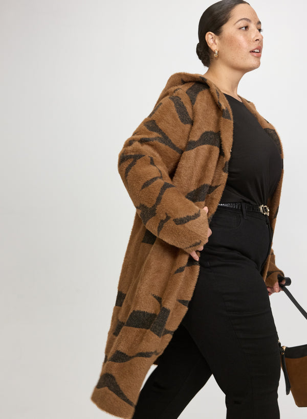 Laura Joseph Ribkoff - Hooded Zebra Print Cardigan