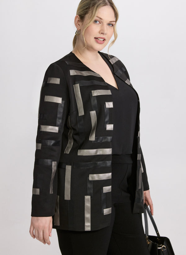 Laura Joseph Ribkoff Leather Geometric Jacket