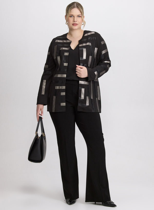 Laura Joseph Ribkoff Leather Geometric Jacket