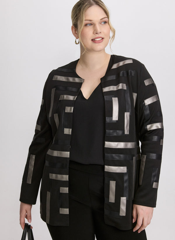 laura Joseph Ribkoff Leather Geometric Jacket