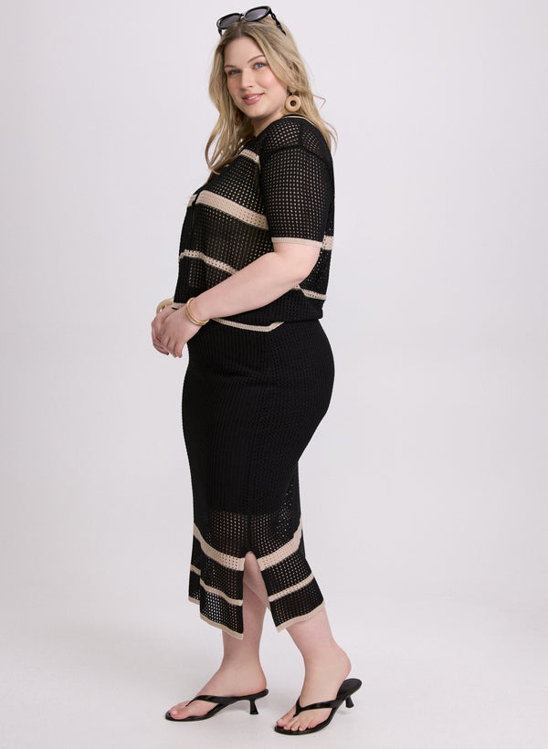 Laura Joseph Ribkoff - Striped Open Knit Skirt