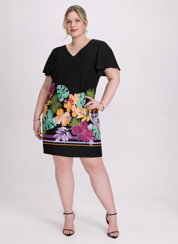 laura Joseph Ribkoff - Tropical Flutter Sleeve Dress