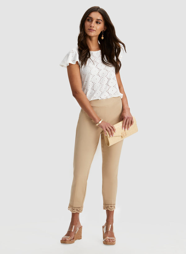 Laura Lace Detail Pull-on Pants