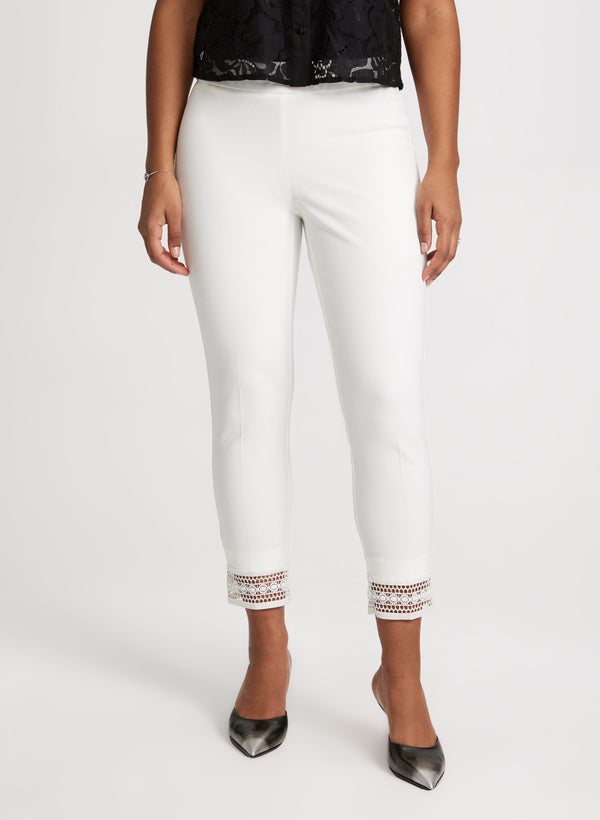 laura Lace Hem Pull-On Ankle Pants
