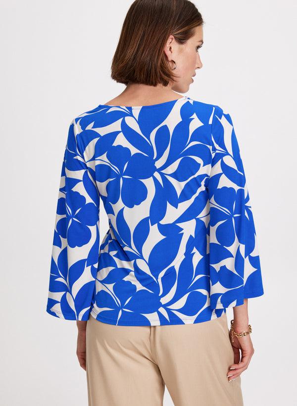 Laura Leaf Print Bell Sleeve Top