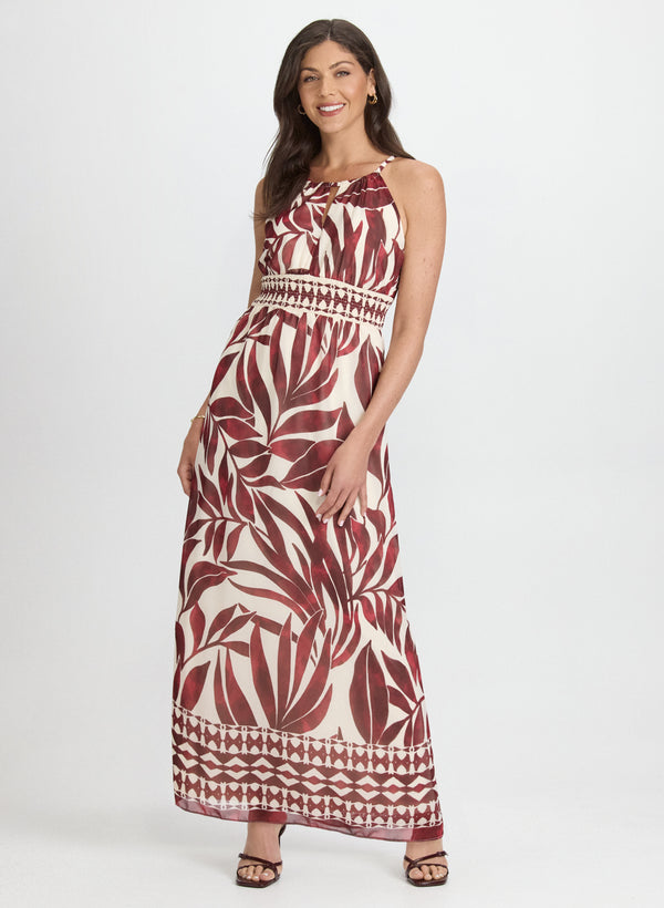 laura Leaf Print Maxi Dress