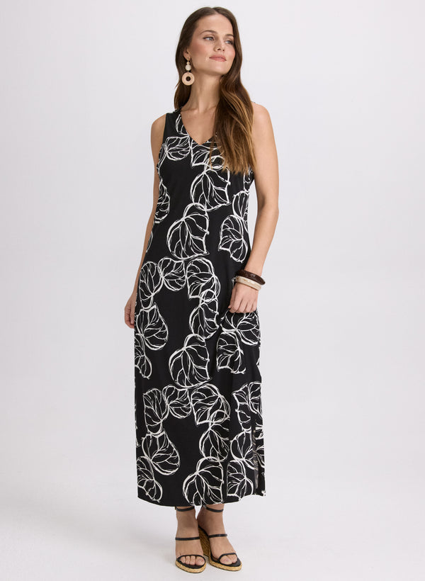 laura Leaf Print Maxi Dress