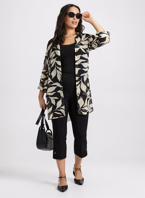 Laura Leaf Print Tunic Blouse