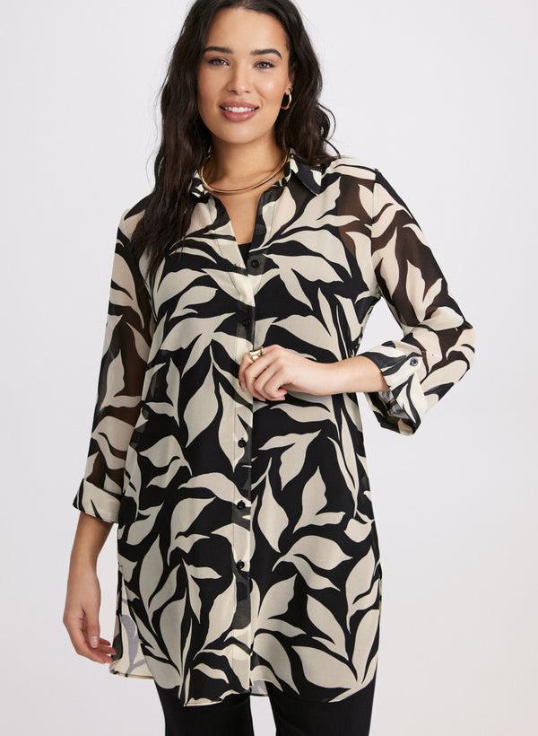 laura Leaf Print Tunic Blouse