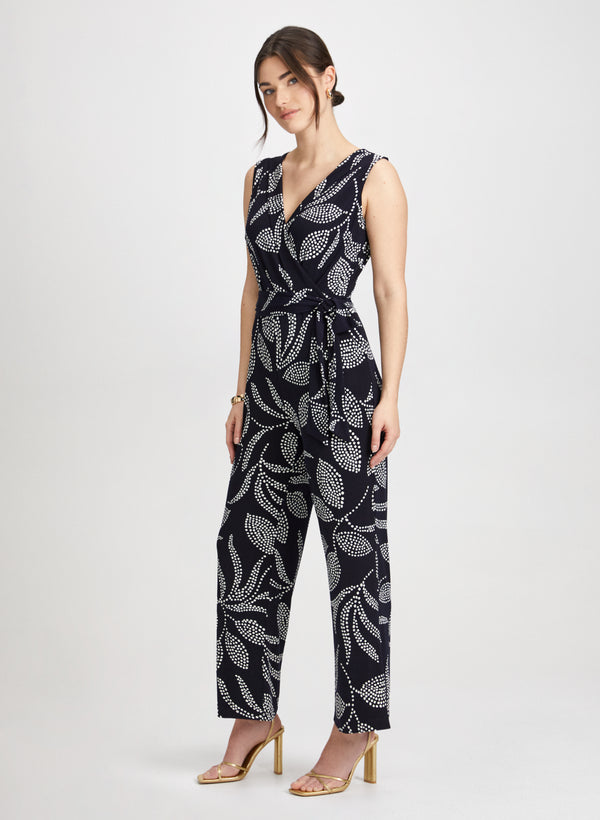 Laura Leaf Print Wide Leg Jumpsuit