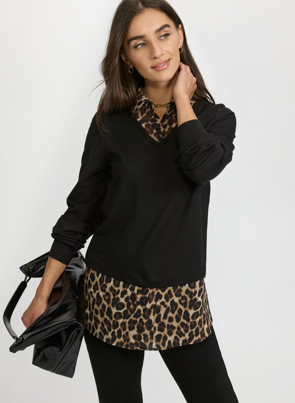 laura Leopard Illusion Layered Top