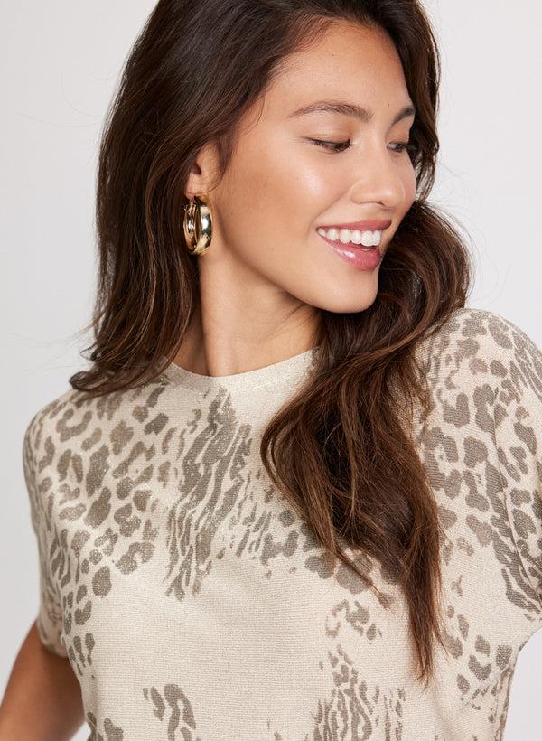 Laura Leopard Print Dolman Sleeve Sweater